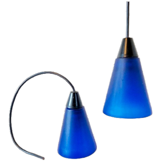 2 Glazen Hanglampen Kelkjes Blauwe Glazen Lamp 1