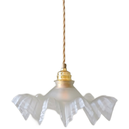 Vintage Franse Frosted Glazen Hanglamp In Clichy Stijl. 1