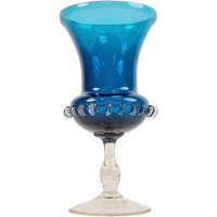 Mid Century Blauwe Murano Glas Vaas Mondgeblazen 1960 Rare