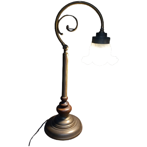 Messing Leeslamp / Bureaulamp, Met Verstelbare Bovenkant.