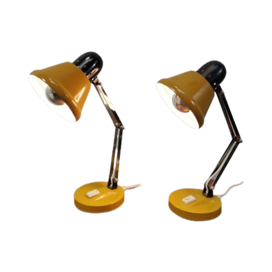 Mid Century Yellow Desk/wall/bedstand Lamp, Set Of 2 1