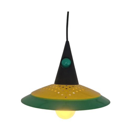 Memphis Milano Postmodern Hanglamp Design Geel Groen