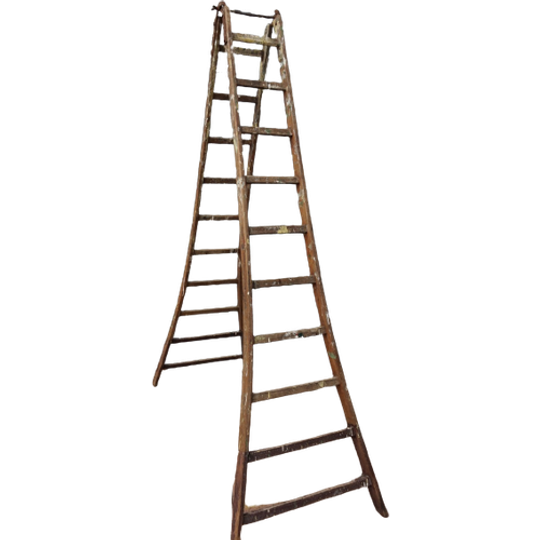 Industriele Vintage Houten Schildersladder, Schilderstrap 1