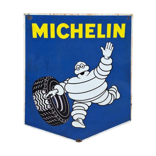 Stoer En Groot Dubbelzijdig Emaille Bord Van Michelin.