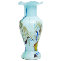 60’s Dalian Glass Co Murano Vaas Lichtblauw Aquarel