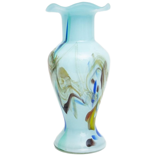 60’s Dalian Glass Co Murano Vaas Lichtblauw Aquarel 1
