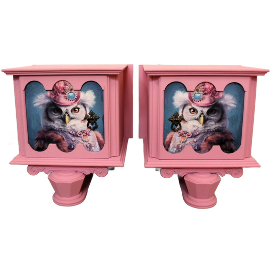 2 Roze Nachtkastjes Uilen 1