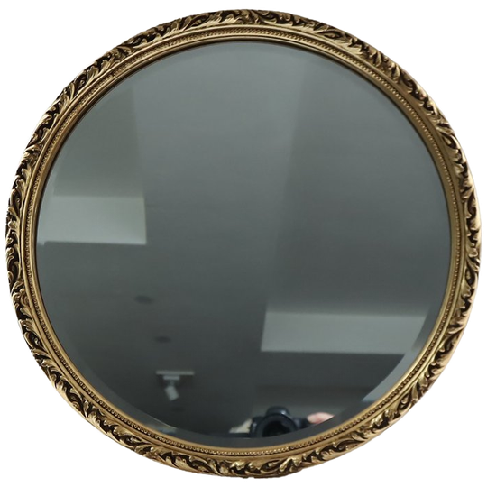 Vintage Ronde Pieterman Spiegel Goud, Schiedam Jaren '60. 1