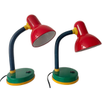 Vintage Honsel Leuchten. Memphis Stijl Lampen. Lampjes 80’S. Bedlampjes. Kinderkamer Toppers. thumbnail 1