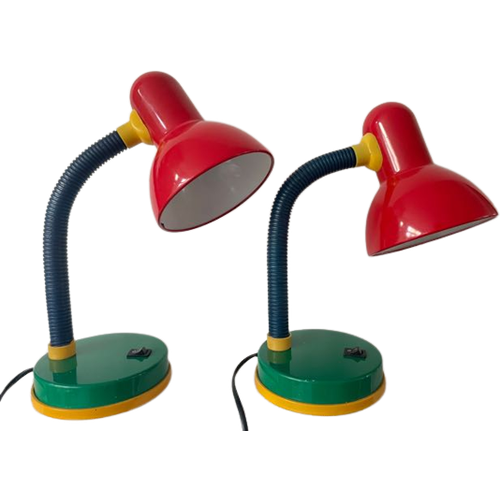 Vintage Honsel Leuchten. Memphis Stijl Lampen. Lampjes 80’S. Bedlampjes. Kinderkamer Toppers.