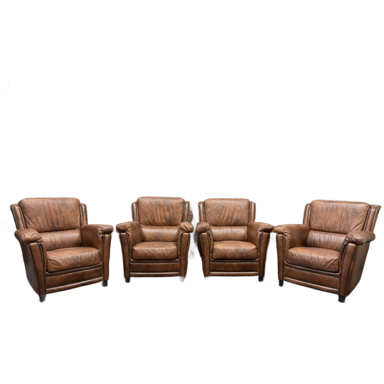 Set Van 4 Klassiek Engels Chesterfield Fauteuils 1