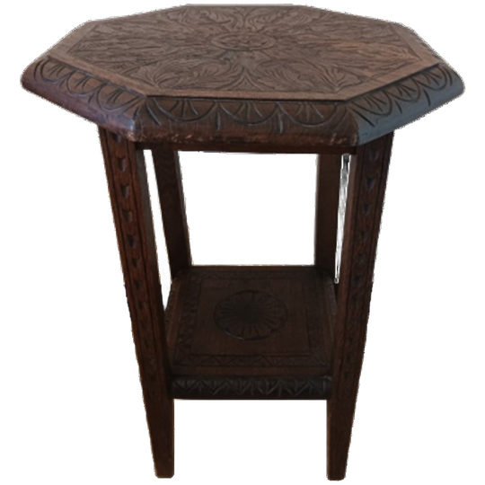 Achthoekige Volhouten Bijzettafel 1
