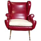 Rode Italiaanse Vintage Designfauteuil thumbnail 1