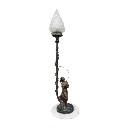 Antieke Bronzen Tafellamp Ch. Levy 1