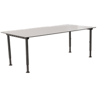 Gispen Kantinetafel, Lichtgrijs Blad, 200 X 100 Cm, Hoogte Instelbaar Onderstel