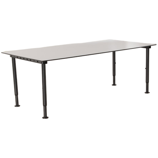 Gispen Kantinetafel, Lichtgrijs Blad, 200 X 100 Cm, Hoogte Instelbaar Onderstel 1