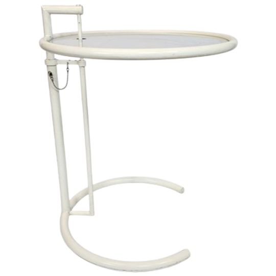 Design Side Table - Eileen Gray Stijl - Metaal - Glas - 80s 1
