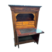 Zeldzame Mahonie Secretaire Met Marmeren Bovenblad 19e Eeuw