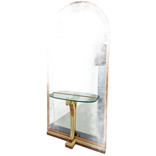 Vintage Grote Cristal Art Spiegel Console Tafel 1950s Italy 1