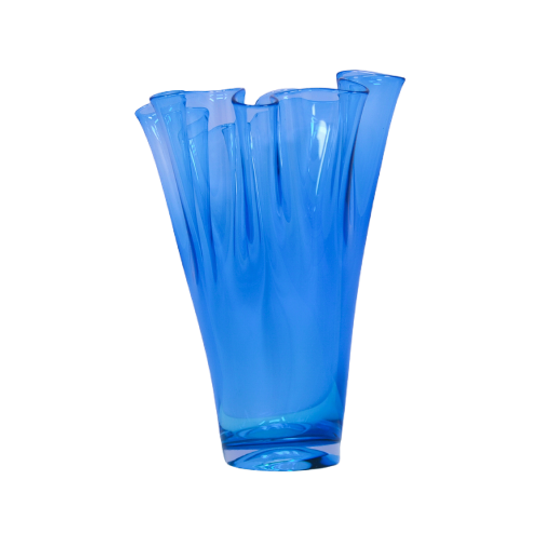 Mondgeblazen Blauwe Glazen Vaas 1