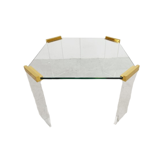 Lucite And Brass Coffee Or Side Tables, 1970s 1
