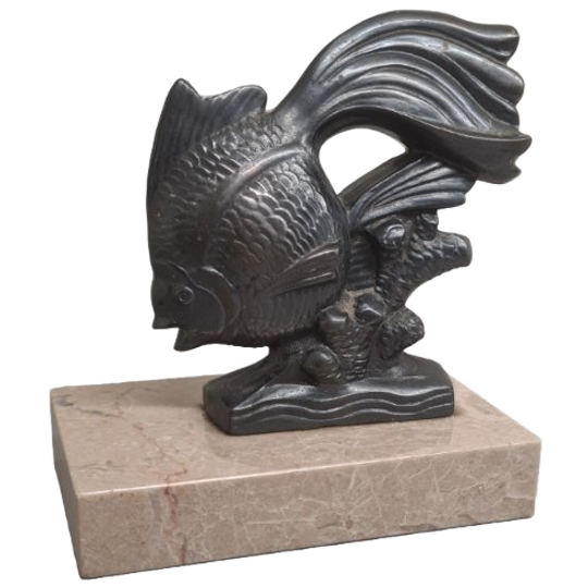 Frans Art Deco Beeldje Van Een Goudvis 1