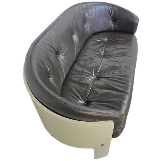 Bz49 Sofa By Hans Ell For 't Spectrum / 1970 / Dark Brown Leather 1