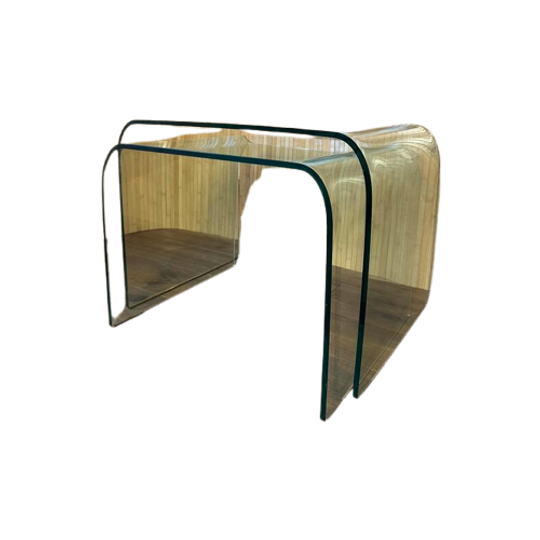 Italiaanse ‘Fiam’ Waterfall Vintage Glazen Salontafels 1