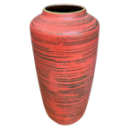 Large Ceramic Red Vase By Scheurich Germany Model 517-45 thumbnail 1