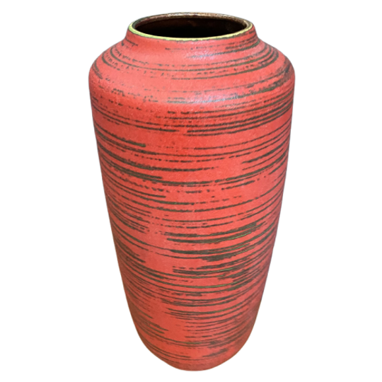 Large Ceramic Red Vase By Scheurich Germany Model 517-45 1
