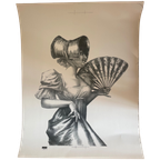 Uknown, Lady With Fan, Monochrom (Black And  White) thumbnail 1