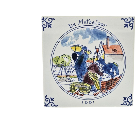 Westraven Keramiek - Tegel - 'de Metselaar' - 3e Kwart 20e Eeuw 1