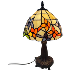 Tiffany Style Table Lamp - Stained Glass Shade And Decorative Base - Ca. 1980’S (No Cracks) thumbnail 1