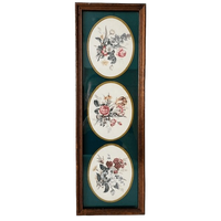 Vintage Ingelijste Prent Met Drie Bloemen Tafereeltjes Schilderij