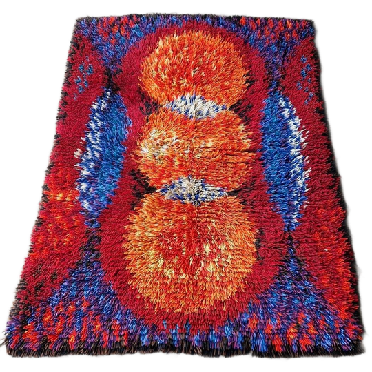 70's Vintage Wollen Vloerkleed Smyrna Vloerkleed Jaren 70 1