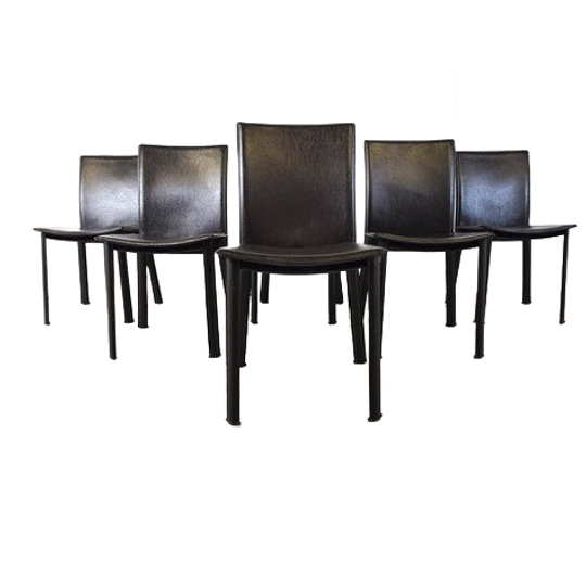 Vintage Brown Leather Dining Chairs, 1970s 1