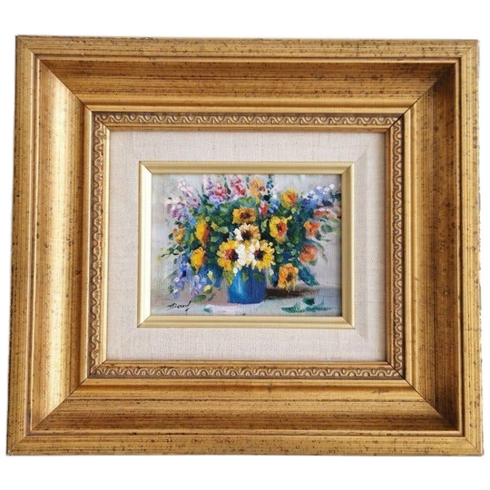 Bloemen Schilderij In Gouden Lijst Olieverf Op Paneel 1