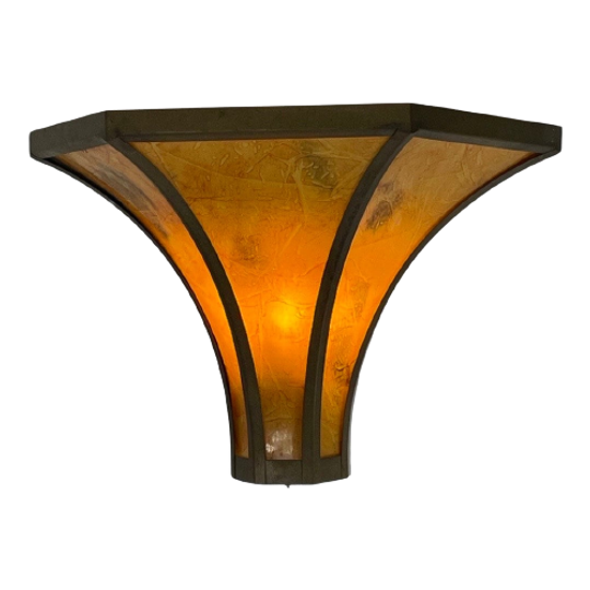 Art Deco - Stained Glass Wall Sconce - Bronze Frame - Marbled Like Glass 1