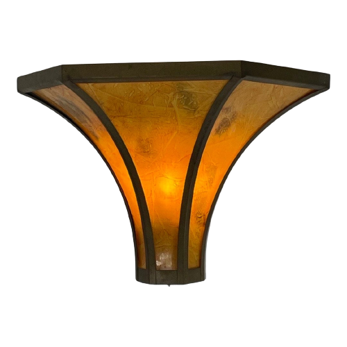 Art Deco - Stained Glass Wall Sconce - Bronze Frame - Marbled Like Glass