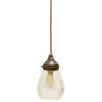 Antieke Hanglampje Brons En Geslepen Kristal Glazen Kap, Begin 1900.