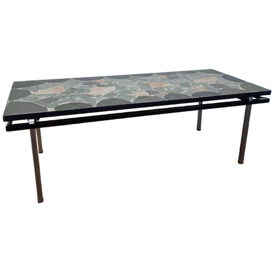 Mid Century Natuurstenen Tafel Met Zwevend Blad Design 1