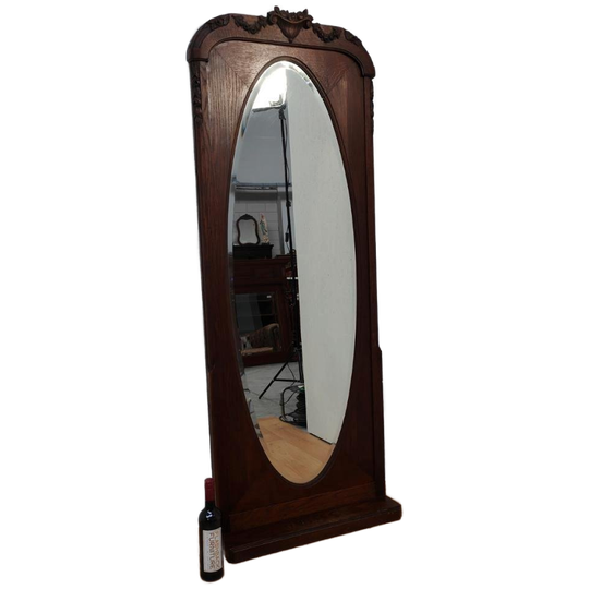 Antiek, Landelijke Schouwspiegel Passpiegel Spiegel Facet Geslepen 1