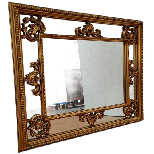 Grote Vintage Goudkleurige Spiegel, Schouwspiegel 103 1