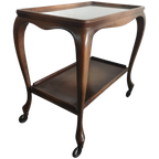 Vintage Webbing/wicker Vitrine Serveerwagen/bijzettafel (chippendale Style) thumbnail 1