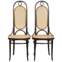 Set Van 2 Vintage Bentwood “long John” Thonet Design Hoge Eetkamerstoelen