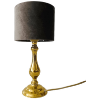 Hollywood Regency Vintage Tafellamp Messing Goud Grijs Velours