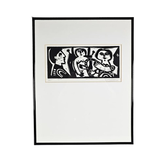 Eugène Fidler (1910-1990) - Lino Gravure Originale - 'pour Eugene Fidler' - 6/100 1