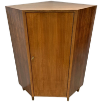 Vintage, Midcentury Hoekkast Houtfineer - Halfhoog Met Deur
