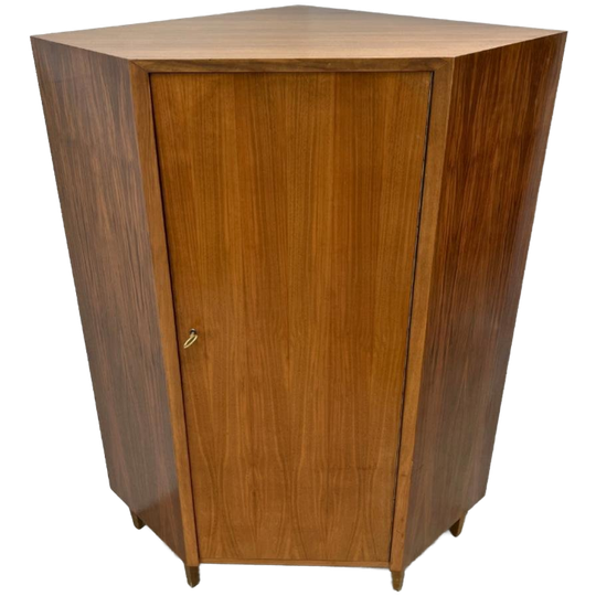 Vintage, Midcentury Hoekkast Houtfineer - Halfhoog Met Deur 1