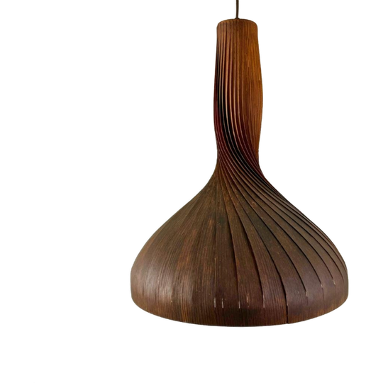 Midcentury Houten Hanglamp Swirl Design Hans Agne Jakobssons 1
